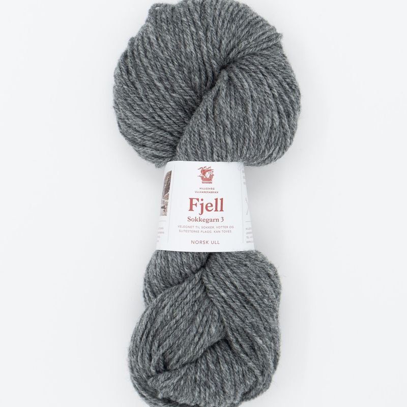 Fjell sokkegarn 3, mørk grå