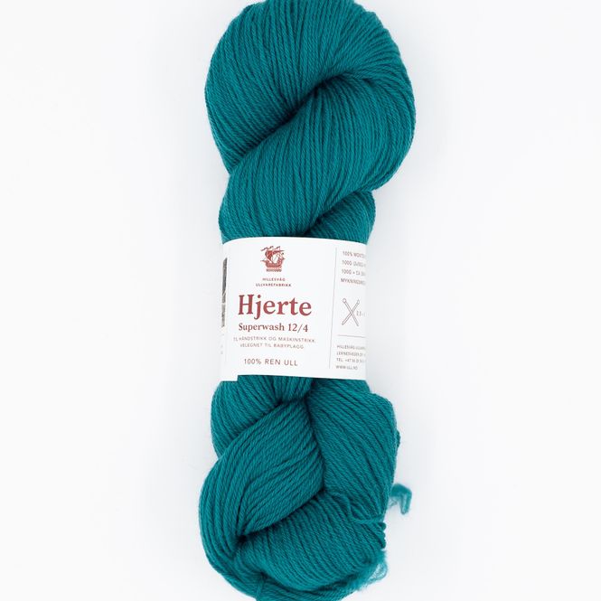 Hovedbilde Hjerte superwash 12/4, sjøgrønn