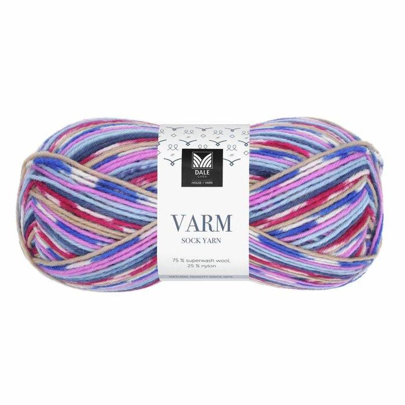 Varm - Isrosa/Lys blå print