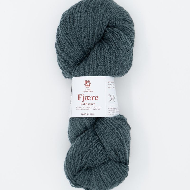 Fjære sokkegarn, grålig petrol
